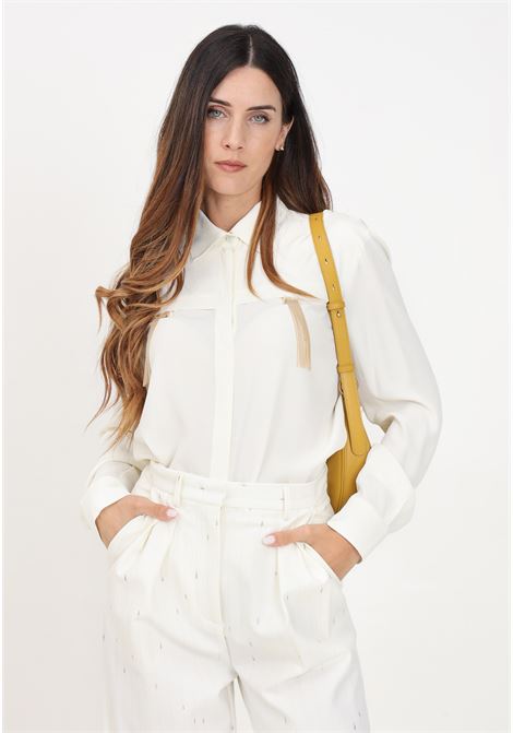 Camicia elegante burro da donna con dettagli oro SIMONA CORSELLINI | A24CPCA001-01-TACE00050692